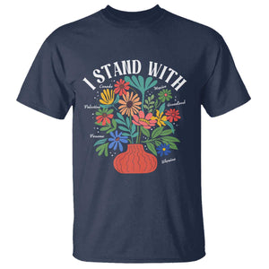 I Stand With Mexico Greenland Ukraine Canada Palestine Panama T Shirt Colorful Floral Solidarity Global Unity TS02 Navy Print Your Wear