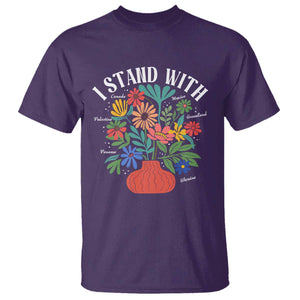 I Stand With Mexico Greenland Ukraine Canada Palestine Panama T Shirt Colorful Floral Solidarity Global Unity TS02 Purple Print Your Wear