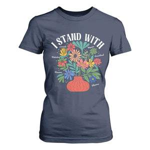 I Stand With Mexico Greenland Ukraine Canada Palestine Panama T Shirt For Women Colorful Floral Solidarity Global Unity TS02 Navy Print Your Wear