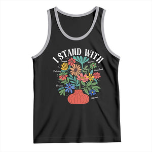 I Stand With Mexico Greenland Ukraine Canada Palestine Panama Tank Top Colorful Floral Solidarity Global Unity TS02 Black Athletic Heather Print Your Wear