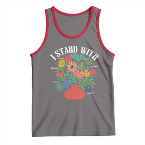 I Stand With Mexico Greenland Ukraine Canada Palestine Panama Tank Top Colorful Floral Solidarity Global Unity TS02 Deep Heather Red Print Your Wear