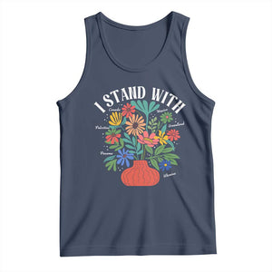 I Stand With Mexico Greenland Ukraine Canada Palestine Panama Tank Top Colorful Floral Solidarity Global Unity TS02 Navy Print Your Wear