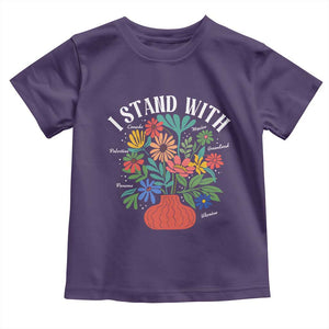 I Stand With Mexico Greenland Ukraine Canada Palestine Panama Toddler T Shirt Colorful Floral Solidarity Global Unity TS02 Purple Print Your Wear