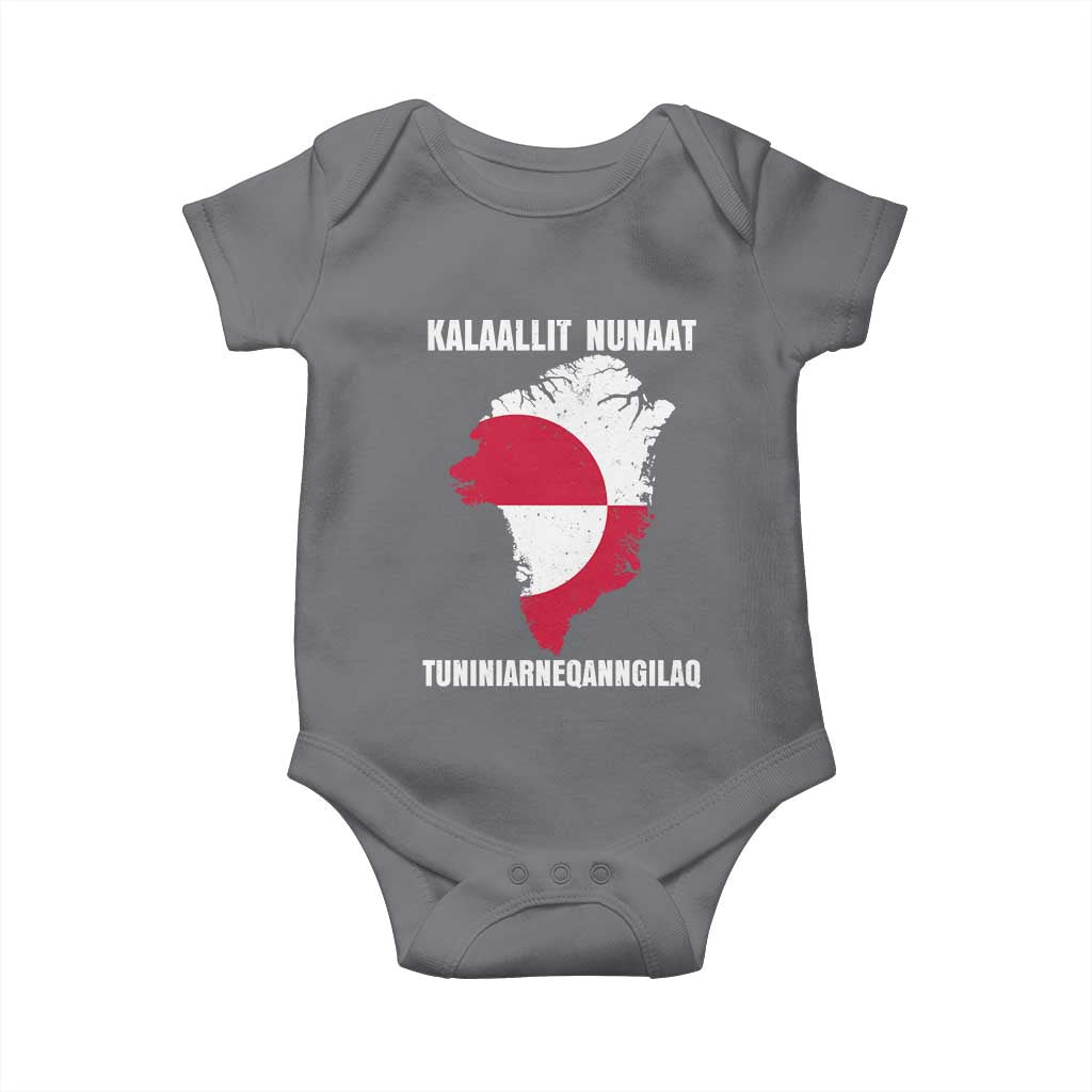 Kalaallit Nunaat Tuniniagaanngilaq Greenlandic Baby Onesie Greenland Is Not For Sale Patriotic Grunge Flag TS02 Charcoal Print Your Wear