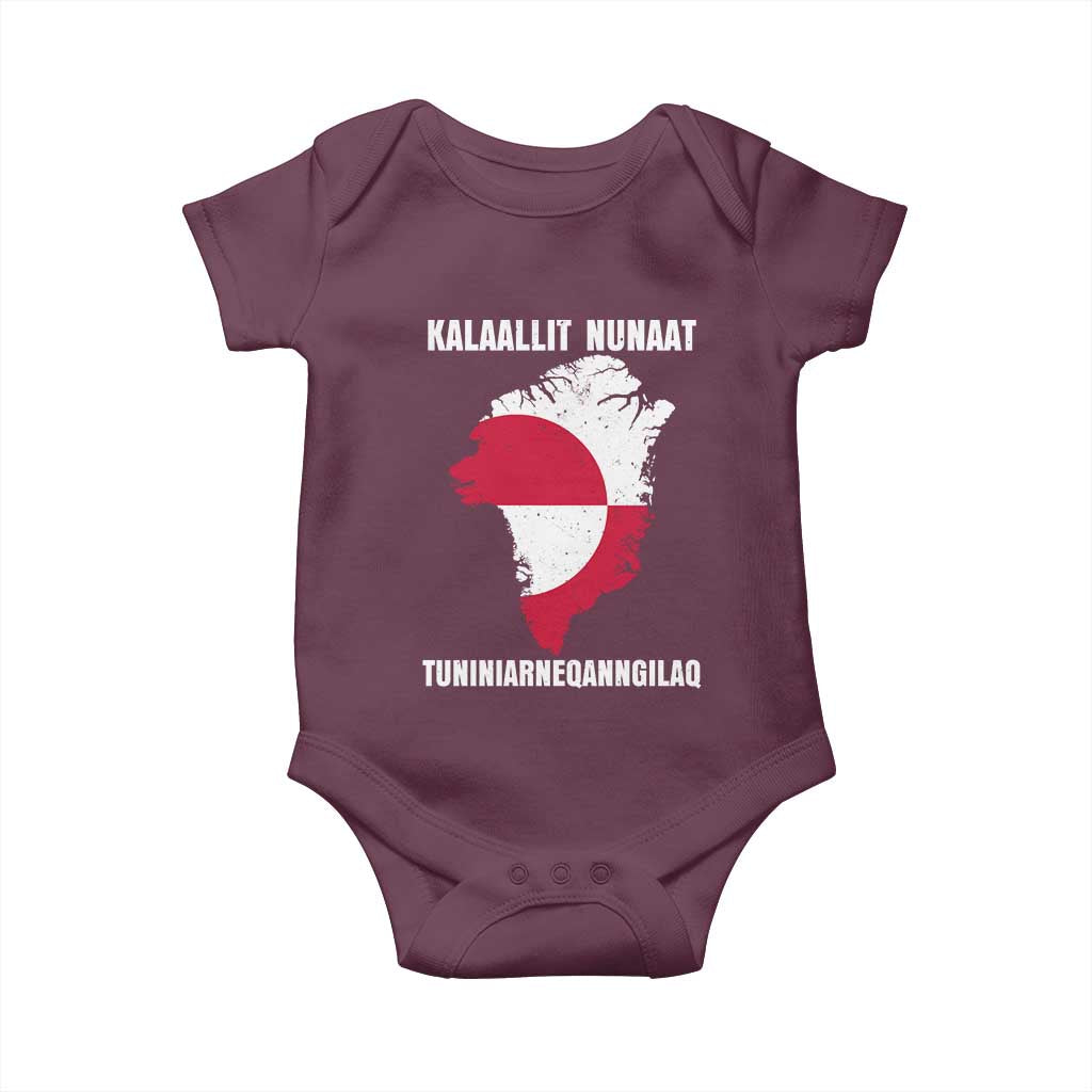 Kalaallit Nunaat Tuniniagaanngilaq Greenlandic Baby Onesie Greenland Is Not For Sale Patriotic Grunge Flag TS02 Maroon Print Your Wear