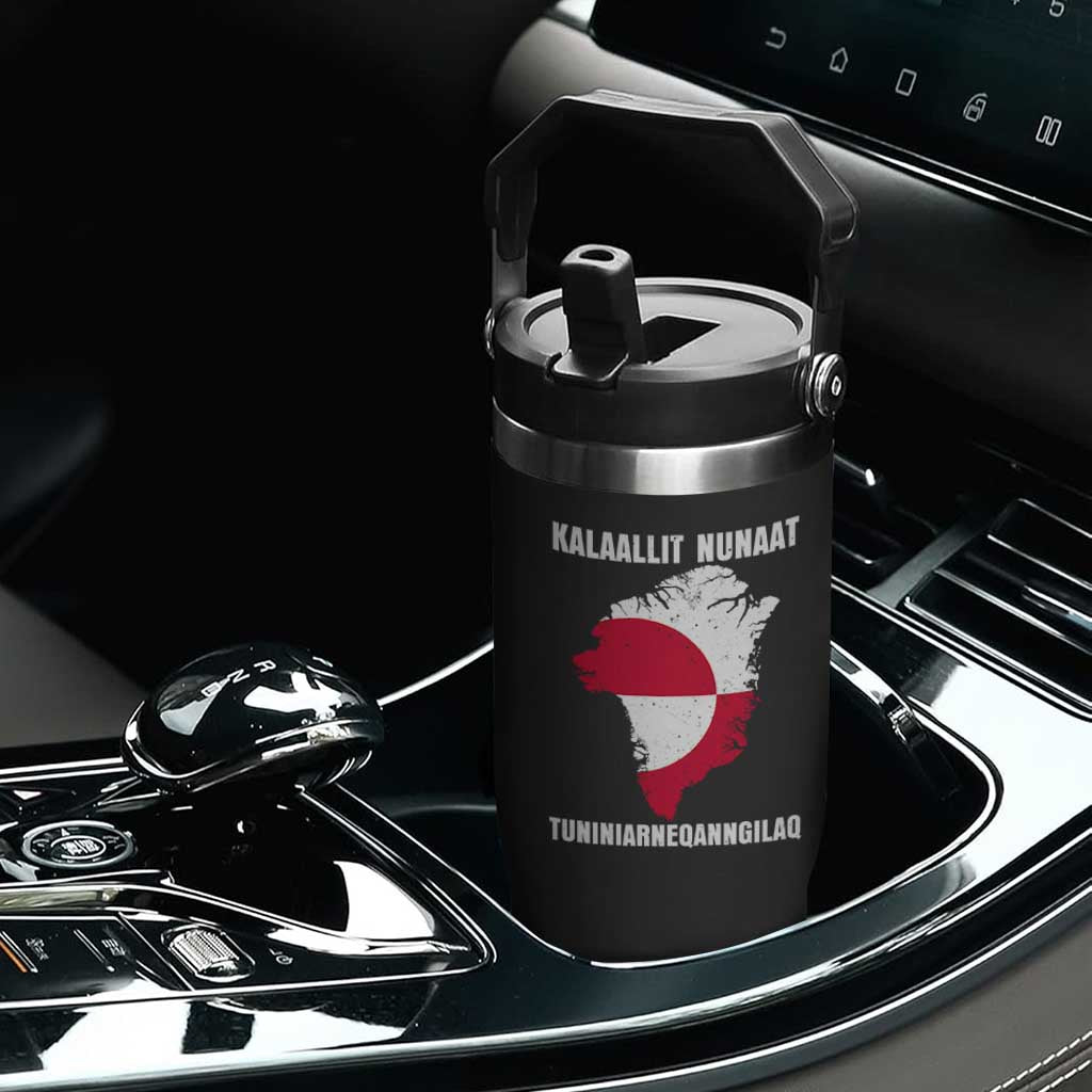 Kalaallit Nunaat Tuniniagaanngilaq Greenlandic Flip Straw Tumbler Greenland Is Not For Sale Patriotic Grunge Flag TS02 Print Your Wear