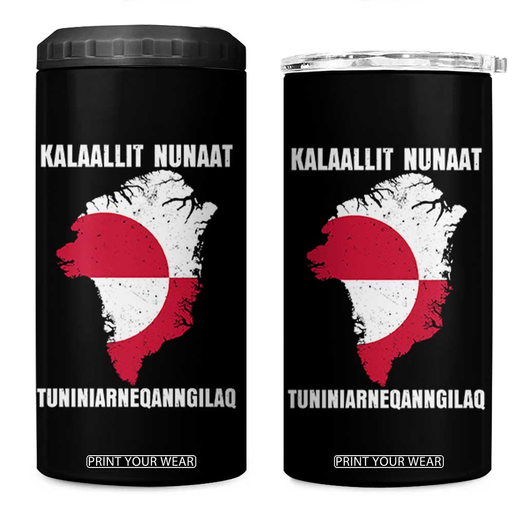 Kalaallit Nunaat Tuniniagaanngilaq Greenlandic 4 in 1 Can Cooler Tumbler Greenland Is Not For Sale Patriotic Grunge Flag TS02 One Size: 16 oz Black Print Your Wear