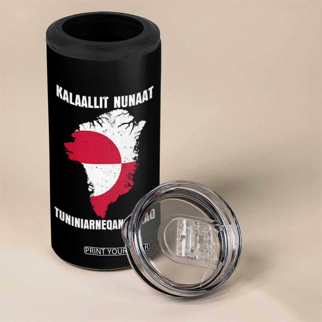 Kalaallit Nunaat Tuniniagaanngilaq Greenlandic 4 in 1 Can Cooler Tumbler Greenland Is Not For Sale Patriotic Grunge Flag TS02 Print Your Wear