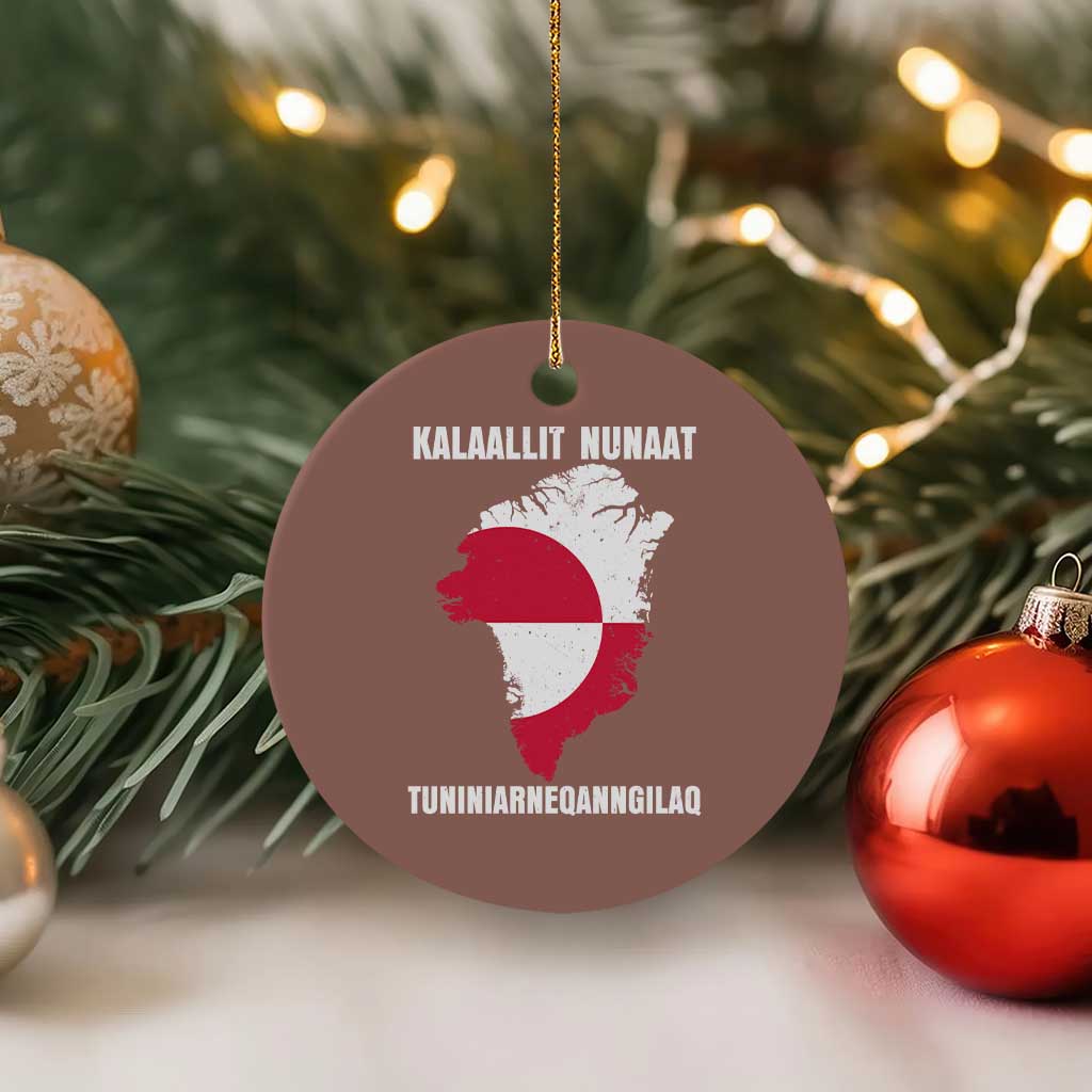 Kalaallit Nunaat Tuniniagaanngilaq Greenlandic Ceramic Ornament Greenland Is Not For Sale Patriotic Grunge Flag TS02 1pc Mocha Print Your Wear