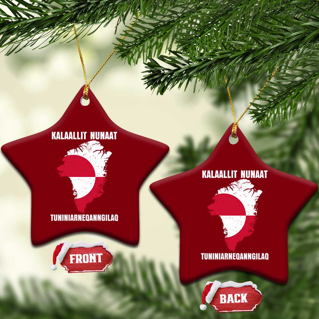 Kalaallit Nunaat Tuniniagaanngilaq Greenlandic Ceramic Ornament Greenland Is Not For Sale Patriotic Grunge Flag TS02 Print Your Wear
