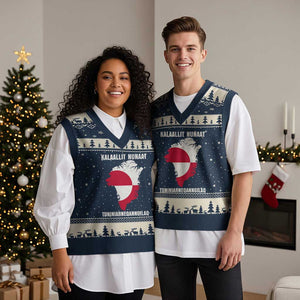 Kalaallit Nunaat Tuniniagaanngilaq Greenlandic V-Neck Knit Sweater Vest Greenland Is Not For Sale Patriotic Grunge Flag TS02 Navy Beige Print Your Wear