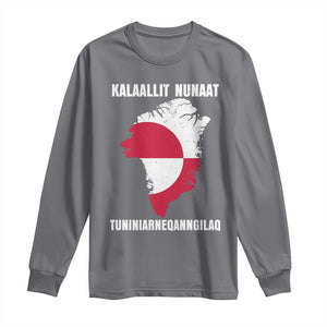 Kalaallit Nunaat Tuniniagaanngilaq Greenlandic Long Sleeve Shirt Greenland Is Not For Sale Patriotic Grunge Flag TS02 Charcoal Print Your Wear