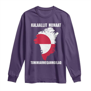 Kalaallit Nunaat Tuniniagaanngilaq Greenlandic Long Sleeve Shirt Greenland Is Not For Sale Patriotic Grunge Flag TS02 Purple Print Your Wear