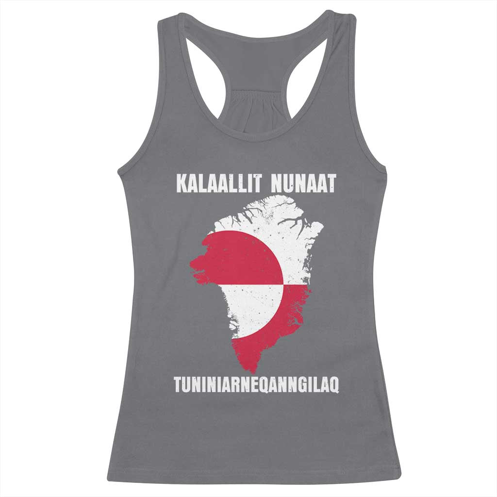 Kalaallit Nunaat Tuniniagaanngilaq Greenlandic Racerback Tank Top Greenland Is Not For Sale Patriotic Grunge Flag TS02 Charcoal Print Your Wear