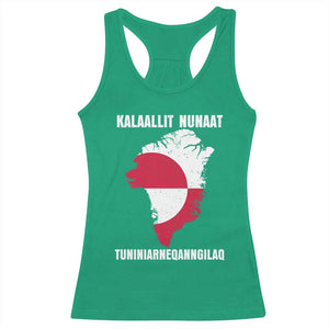 Kalaallit Nunaat Tuniniagaanngilaq Greenlandic Racerback Tank Top Greenland Is Not For Sale Patriotic Grunge Flag TS02 Irish Green Print Your Wear