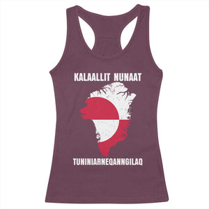 Kalaallit Nunaat Tuniniagaanngilaq Greenlandic Racerback Tank Top Greenland Is Not For Sale Patriotic Grunge Flag TS02 Maroon Print Your Wear