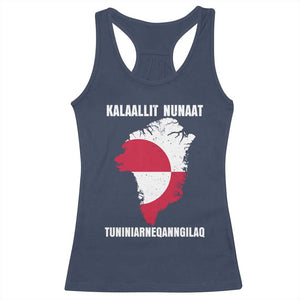 Kalaallit Nunaat Tuniniagaanngilaq Greenlandic Racerback Tank Top Greenland Is Not For Sale Patriotic Grunge Flag TS02 Navy Print Your Wear