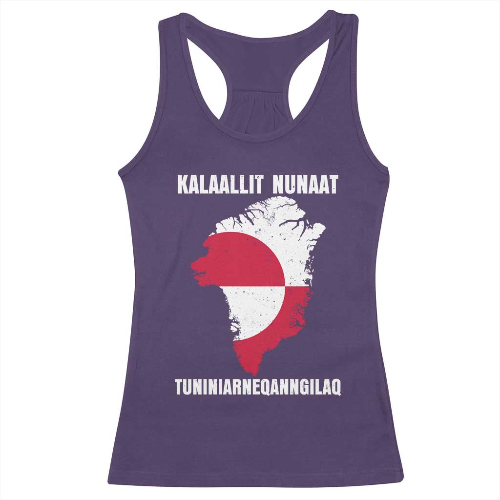 Kalaallit Nunaat Tuniniagaanngilaq Greenlandic Racerback Tank Top Greenland Is Not For Sale Patriotic Grunge Flag TS02 Purple Print Your Wear