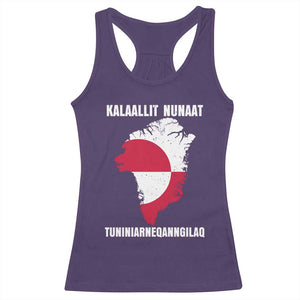 Kalaallit Nunaat Tuniniagaanngilaq Greenlandic Racerback Tank Top Greenland Is Not For Sale Patriotic Grunge Flag TS02 Purple Print Your Wear