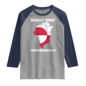 Kalaallit Nunaat Tuniniagaanngilaq Greenlandic Raglan Shirt Greenland Is Not For Sale Patriotic Grunge Flag TS02 Sport Gray Navy Print Your Wear