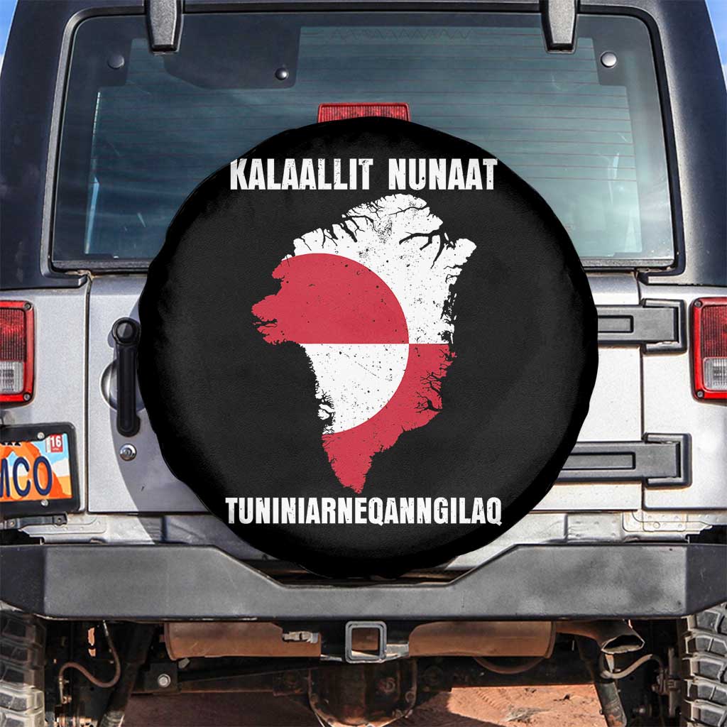 Kalaallit Nunaat Tuniniagaanngilaq Greenlandic Spare Tire Cover Greenland Is Not For Sale Patriotic Grunge Flag TS02 No hole Black Print Your Wear