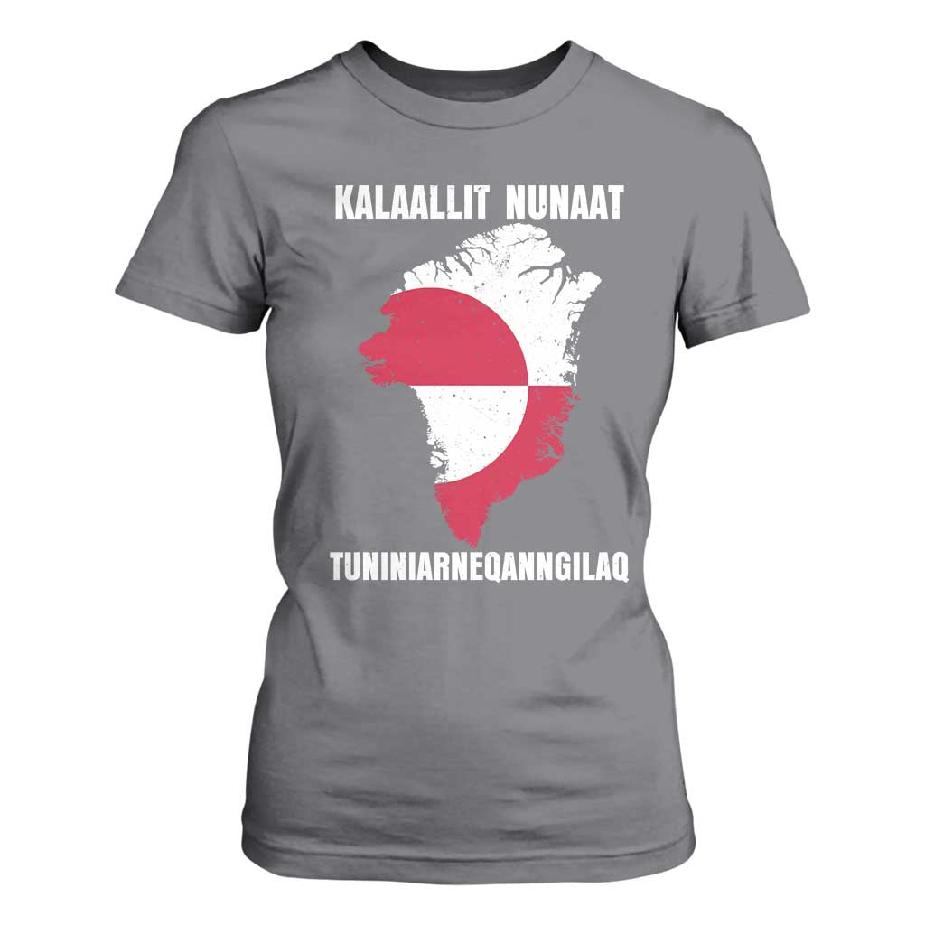 Kalaallit Nunaat Tuniniagaanngilaq Greenlandic T Shirt For Women Greenland Is Not For Sale Patriotic Grunge Flag TS02 Charcoal Print Your Wear