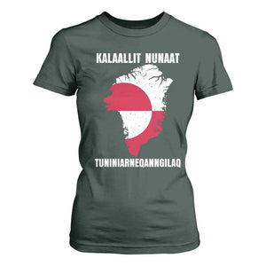 Kalaallit Nunaat Tuniniagaanngilaq Greenlandic T Shirt For Women Greenland Is Not For Sale Patriotic Grunge Flag TS02 Dark Forest Green Print Your Wear