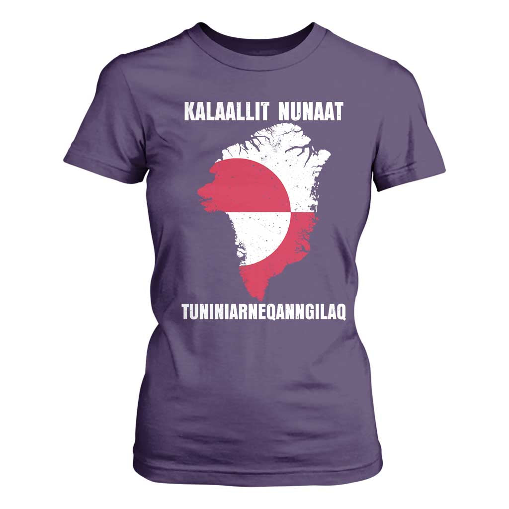 Kalaallit Nunaat Tuniniagaanngilaq Greenlandic T Shirt For Women Greenland Is Not For Sale Patriotic Grunge Flag TS02 Purple Print Your Wear