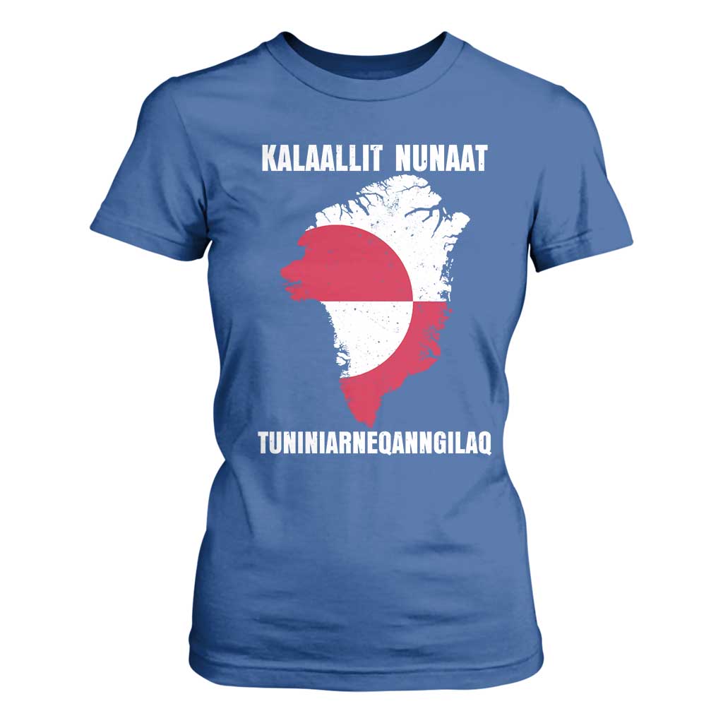 Kalaallit Nunaat Tuniniagaanngilaq Greenlandic T Shirt For Women Greenland Is Not For Sale Patriotic Grunge Flag TS02 Royal Blue Print Your Wear