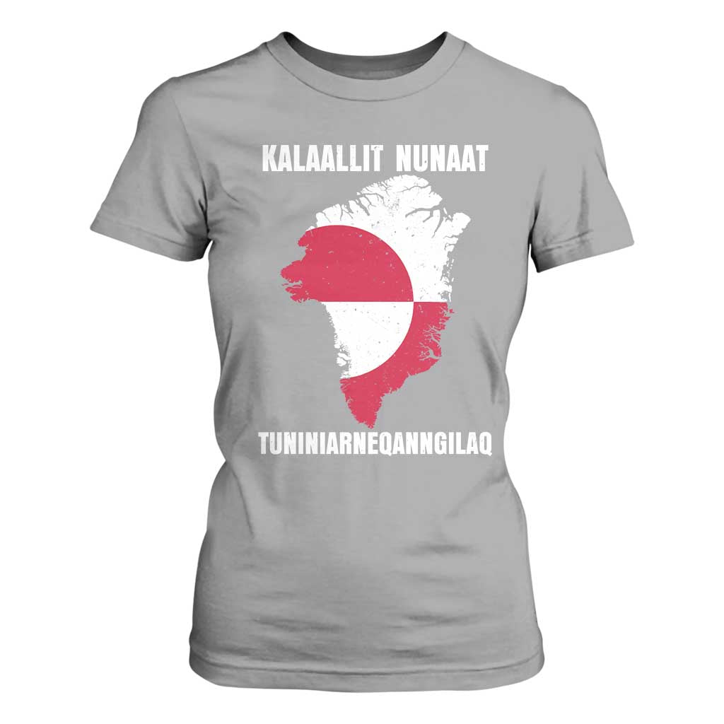 Kalaallit Nunaat Tuniniagaanngilaq Greenlandic T Shirt For Women Greenland Is Not For Sale Patriotic Grunge Flag TS02 Sport Gray Print Your Wear
