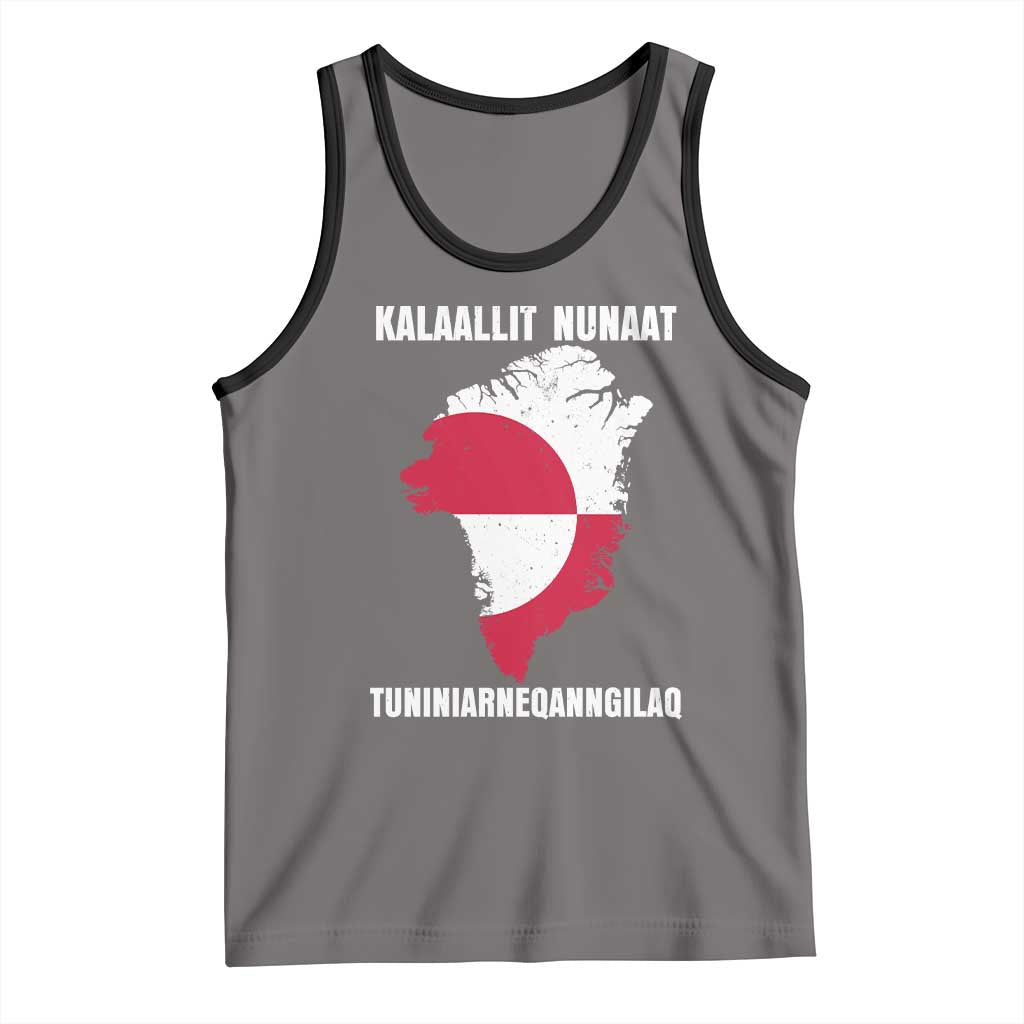 Kalaallit Nunaat Tuniniagaanngilaq Greenlandic Tank Top Greenland Is Not For Sale Patriotic Grunge Flag TS02 Deep Heather Black Print Your Wear