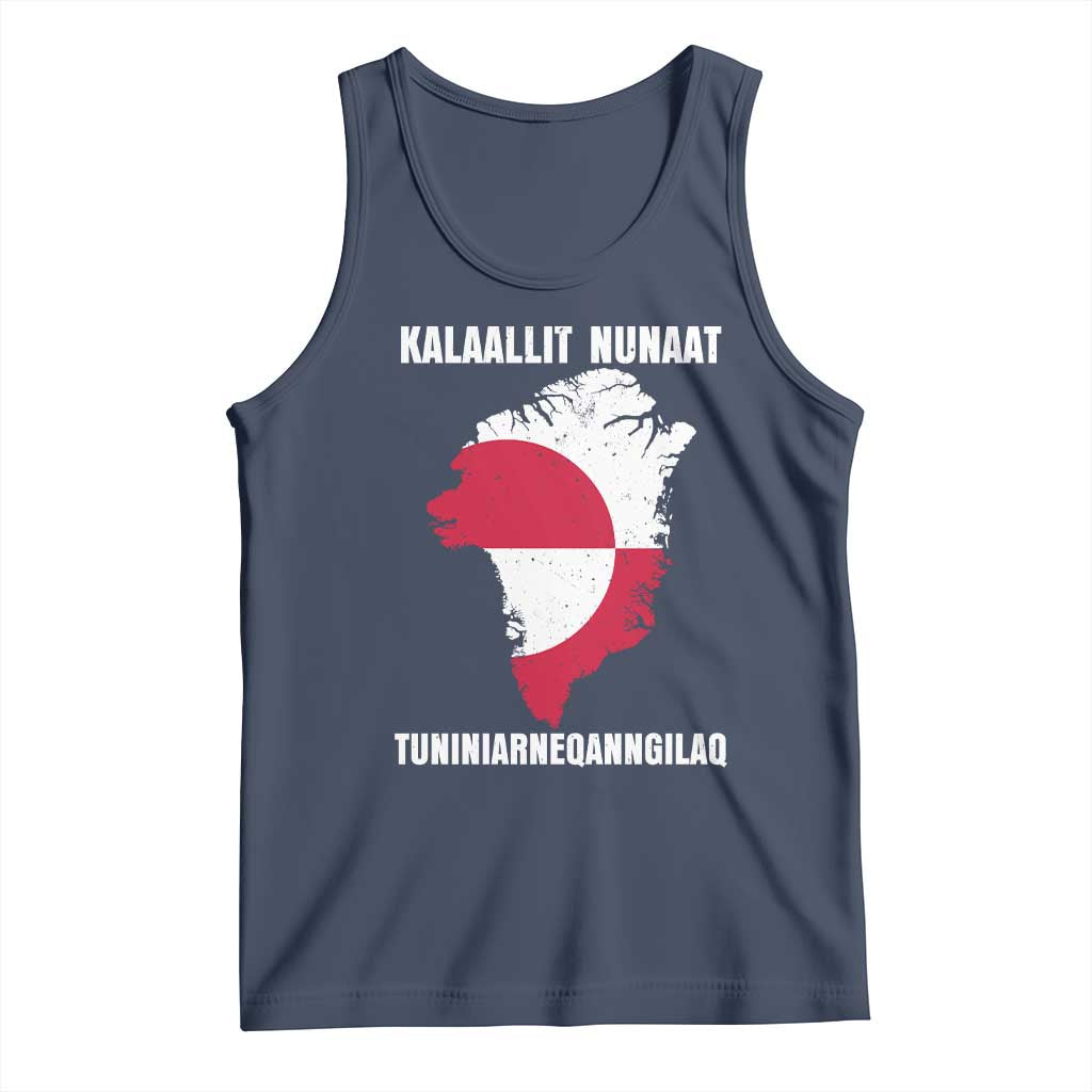 Kalaallit Nunaat Tuniniagaanngilaq Greenlandic Tank Top Greenland Is Not For Sale Patriotic Grunge Flag TS02 Navy Print Your Wear