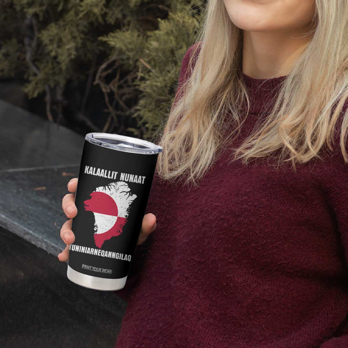 Kalaallit Nunaat Tuniniagaanngilaq Greenlandic Tumbler Cup Greenland Is Not For Sale Patriotic Grunge Flag TS02 Print Your Wear