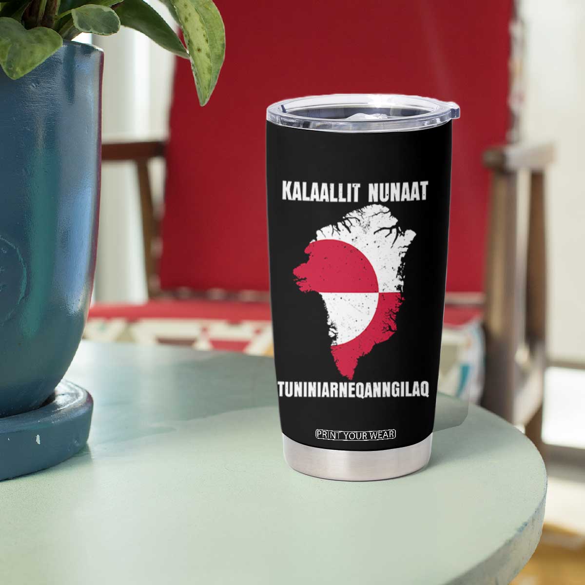 Kalaallit Nunaat Tuniniagaanngilaq Greenlandic Tumbler Cup Greenland Is Not For Sale Patriotic Grunge Flag TS02 Print Your Wear