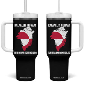 Kalaallit Nunaat Tuniniagaanngilaq Greenlandic Tumbler With Handle Greenland Is Not For Sale Patriotic Grunge Flag TS02 One Size: 40 oz Black Print Your Wear