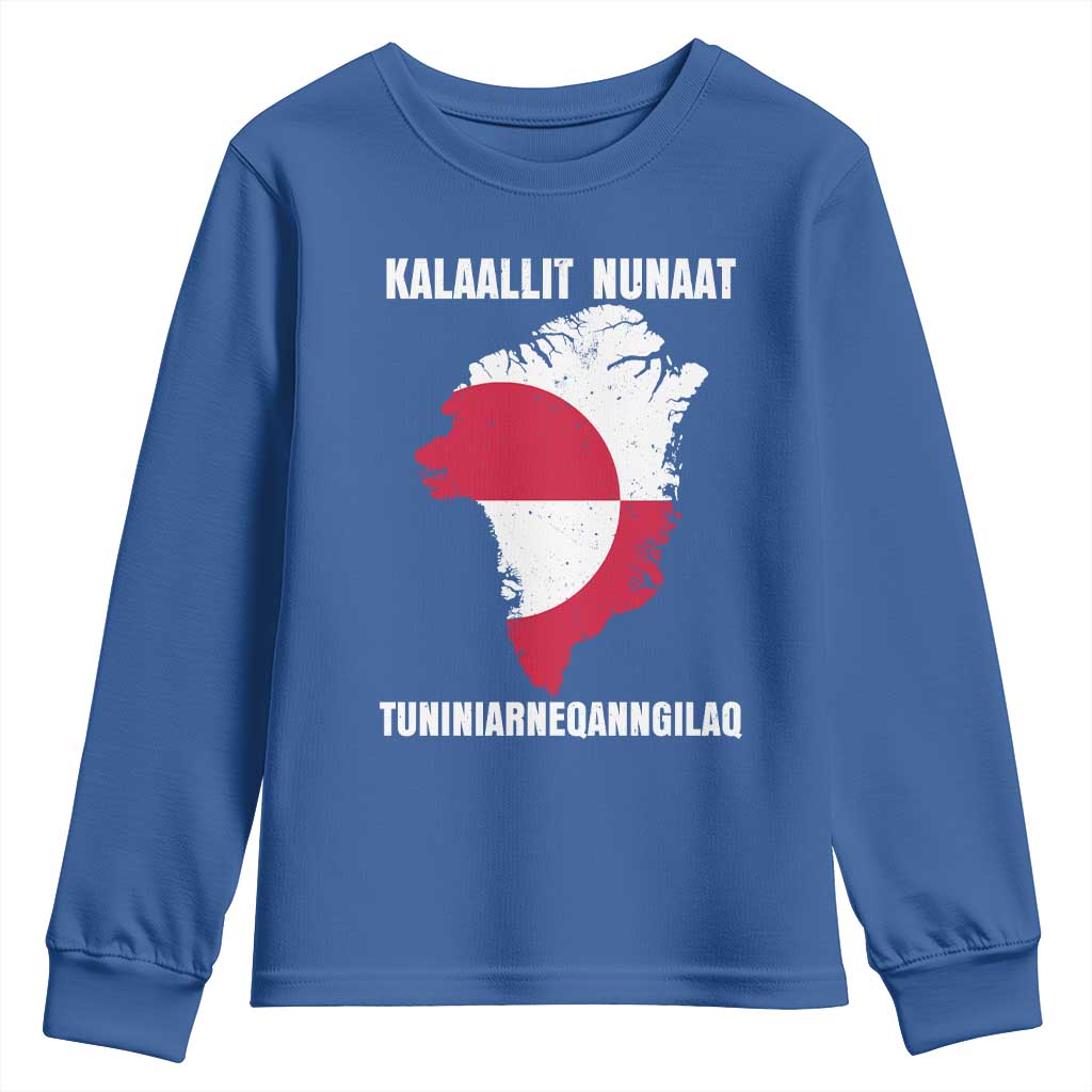 Kalaallit Nunaat Tuniniagaanngilaq Greenlandic Youth Sweatshirt Greenland Is Not For Sale Patriotic Grunge Flag TS02 Royal Blue Print Your Wear
