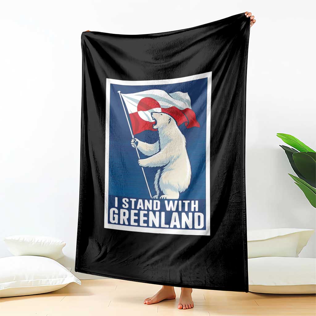 I Stand With Greenland Polar Bear Resist Throw Blanket Vintage Patriotic Propaganda Sovereignty Protest TS02 Print Your Wear
