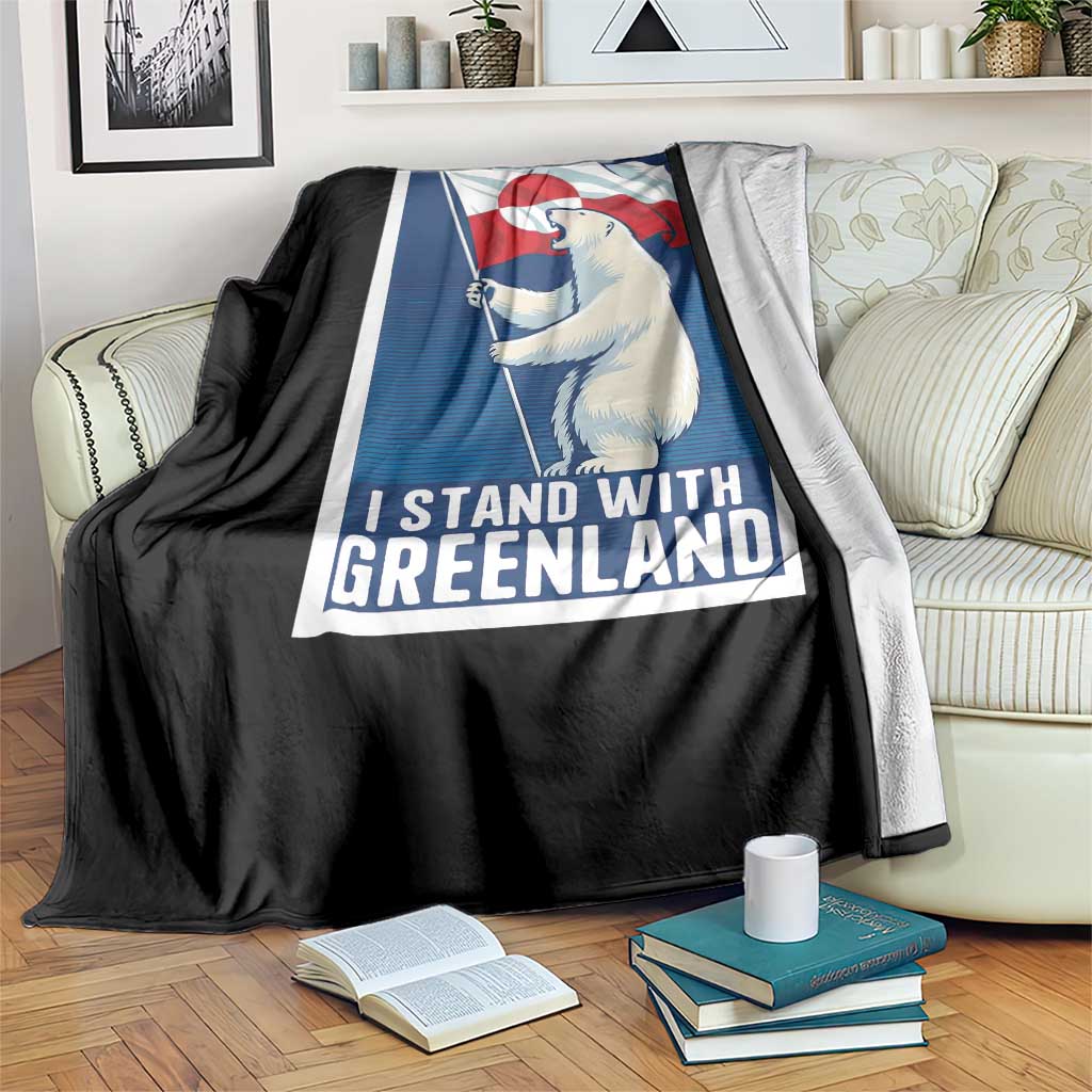 I Stand With Greenland Polar Bear Resist Throw Blanket Vintage Patriotic Propaganda Sovereignty Protest TS02 Print Your Wear