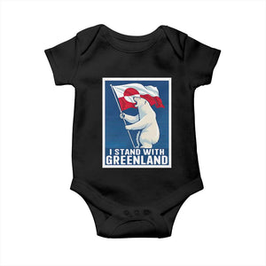 I Stand With Greenland Polar Bear Resist Baby Onesie Vintage Patriotic Propaganda Sovereignty Protest TS02 Black Print Your Wear