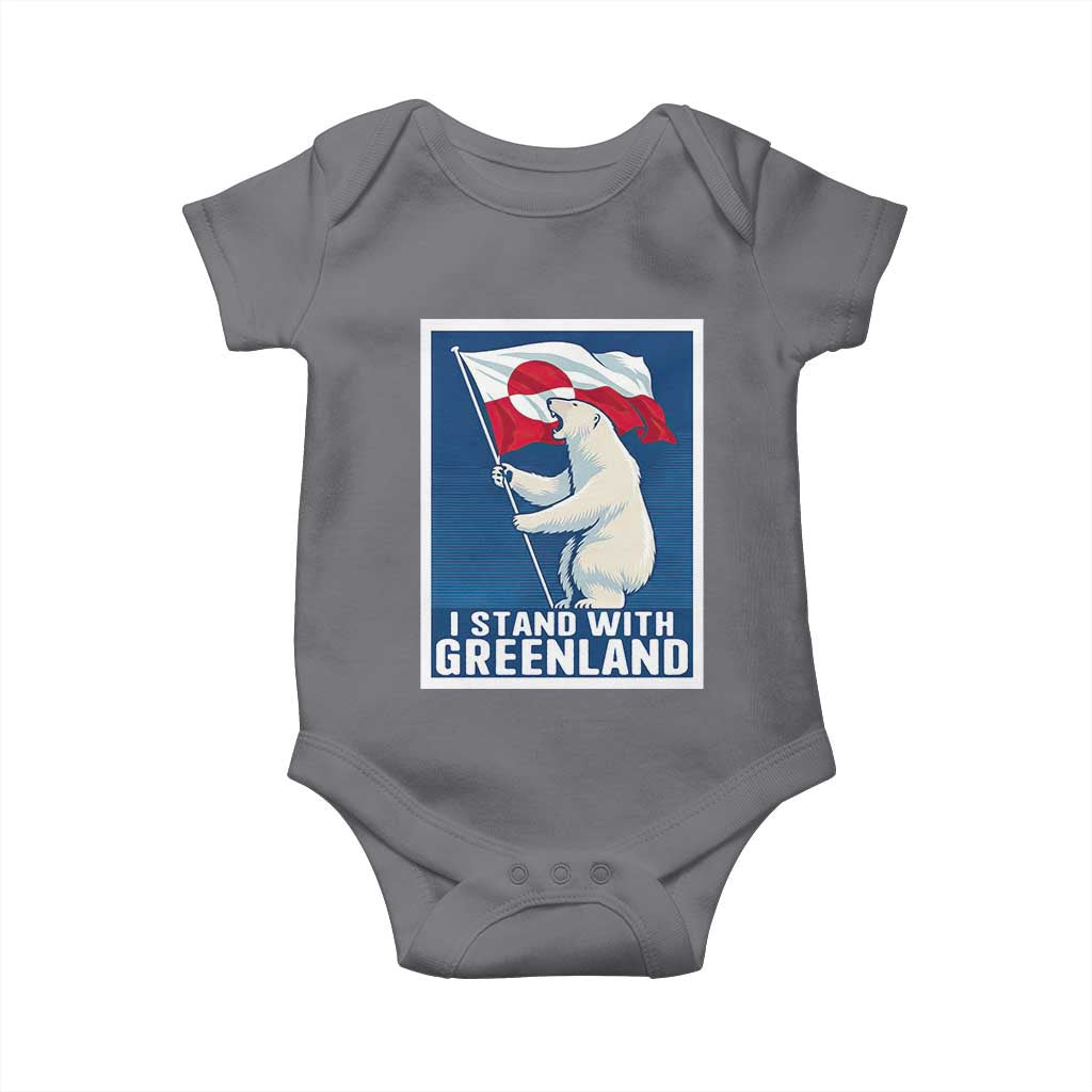 I Stand With Greenland Polar Bear Resist Baby Onesie Vintage Patriotic Propaganda Sovereignty Protest TS02 Charcoal Print Your Wear