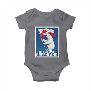 I Stand With Greenland Polar Bear Resist Baby Onesie Vintage Patriotic Propaganda Sovereignty Protest TS02 Charcoal Print Your Wear
