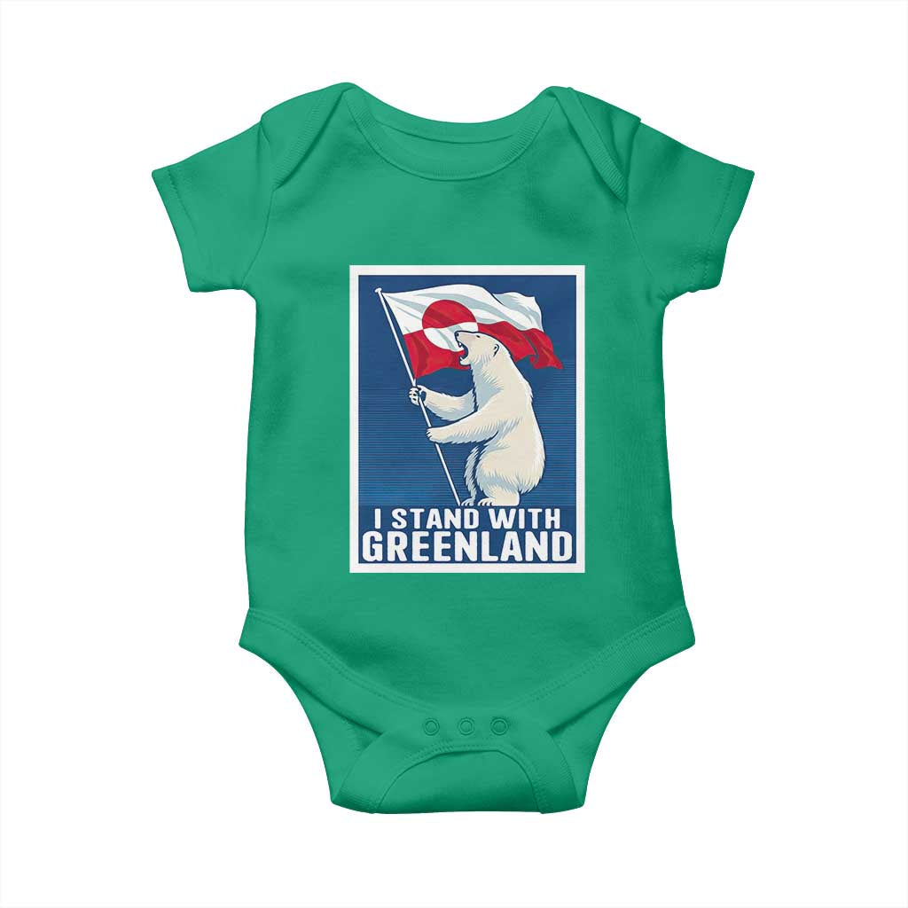I Stand With Greenland Polar Bear Resist Baby Onesie Vintage Patriotic Propaganda Sovereignty Protest TS02 Irish Green Print Your Wear