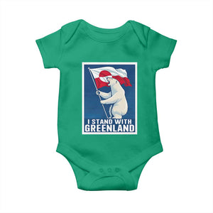 I Stand With Greenland Polar Bear Resist Baby Onesie Vintage Patriotic Propaganda Sovereignty Protest TS02 Irish Green Print Your Wear
