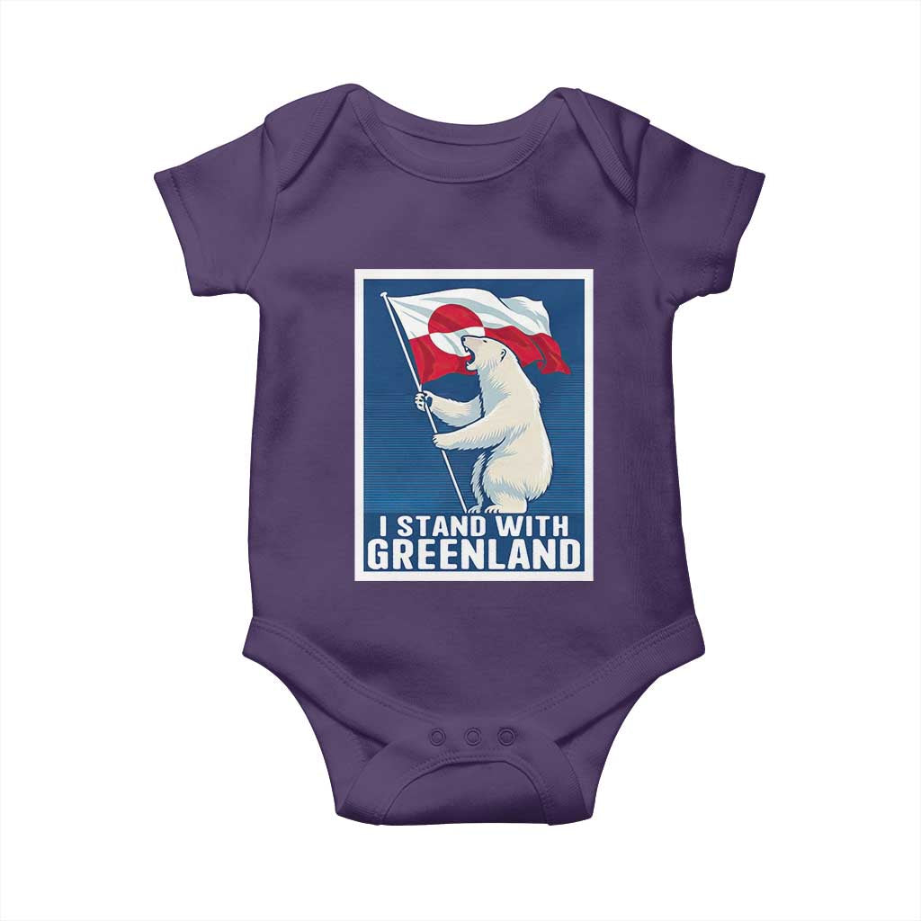 I Stand With Greenland Polar Bear Resist Baby Onesie Vintage Patriotic Propaganda Sovereignty Protest TS02 Purple Print Your Wear