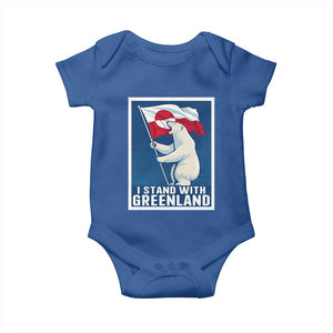 I Stand With Greenland Polar Bear Resist Baby Onesie Vintage Patriotic Propaganda Sovereignty Protest TS02 Royal Blue Print Your Wear