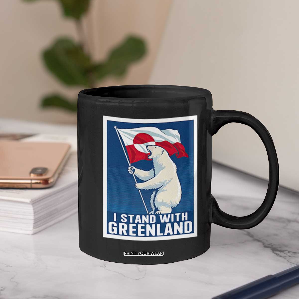 I Stand With Greenland Polar Bear Resist Coffee Mug Vintage Patriotic Propaganda Sovereignty Protest TS02 Print Your Wear