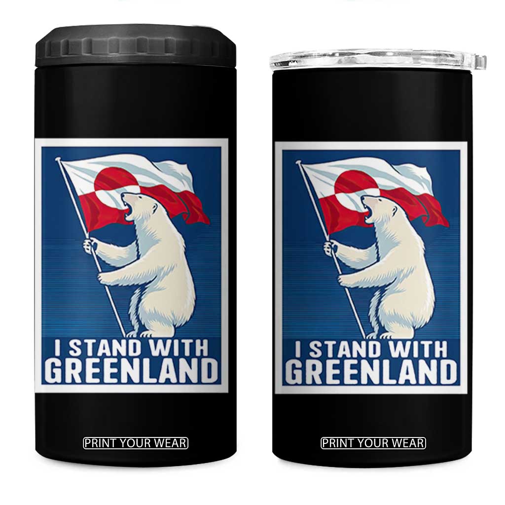 I Stand With Greenland Polar Bear Resist 4 in 1 Can Cooler Tumbler Vintage Patriotic Propaganda Sovereignty Protest TS02 One Size: 16 oz Black Print Your Wear