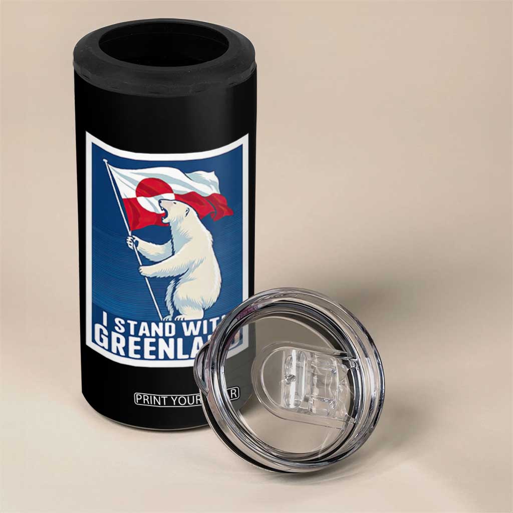 I Stand With Greenland Polar Bear Resist 4 in 1 Can Cooler Tumbler Vintage Patriotic Propaganda Sovereignty Protest TS02 Print Your Wear