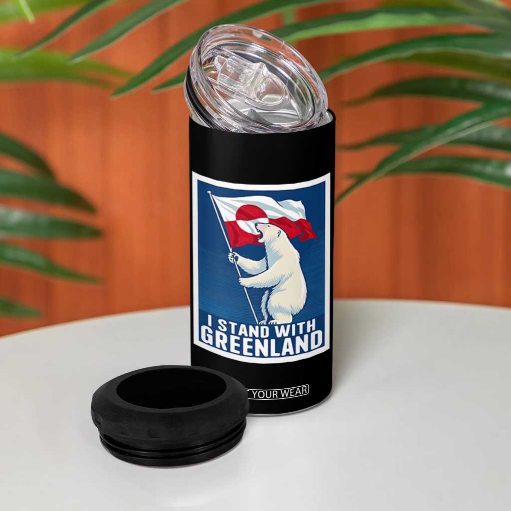 I Stand With Greenland Polar Bear Resist 4 in 1 Can Cooler Tumbler Vintage Patriotic Propaganda Sovereignty Protest TS02 Print Your Wear