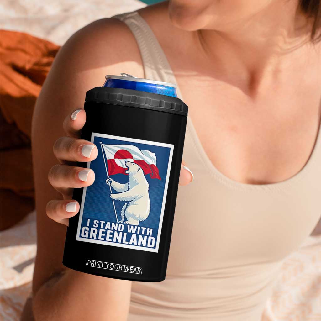 I Stand With Greenland Polar Bear Resist 4 in 1 Can Cooler Tumbler Vintage Patriotic Propaganda Sovereignty Protest TS02 Print Your Wear